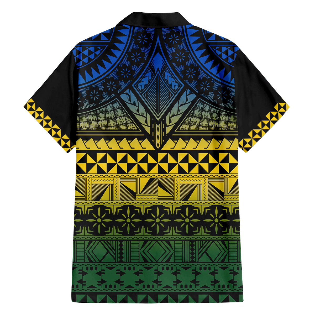 Halo Olaketa Solomon Islands Family Matching Off Shoulder Short Dress and Hawaiian Shirt Melanesian Tribal Pattern Gradient Version LT14 - Polynesian Pride