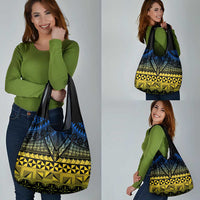 Halo Olaketa Solomon Islands Grocery Bag Melanesian Tribal Pattern Gradient Version