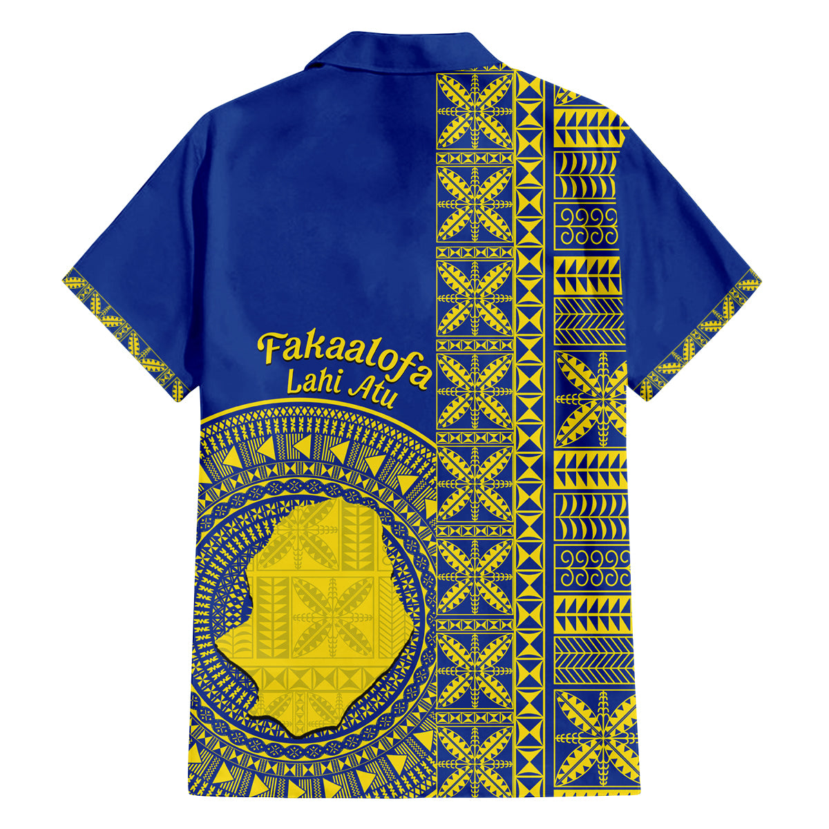 Fakaalofa Lahi Atu Niue Family Matching Off Shoulder Long Sleeve Dress and Hawaiian Shirt Niuean Map With Hiapo Pattern Blue Version LT14 - Polynesian Pride