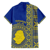 Fakaalofa Lahi Atu Niue Family Matching Off Shoulder Maxi Dress and Hawaiian Shirt Niuean Map With Hiapo Pattern Blue Version LT14 - Polynesian Pride