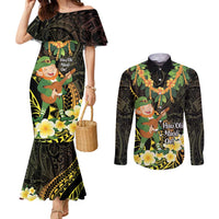 Hawaii Saint Patrick's Day Couples Matching Mermaid Dress and Long Sleeve Button Shirt Ukulele Leprechaun Hau'Oli Maoli Oe! LT14 Reggae - Polynesian Pride