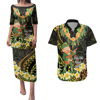 Hawaii Saint Patrick's Day Couples Matching Puletasi and Hawaiian Shirt Ukulele Leprechaun Hau'Oli Maoli Oe! LT14 Reggae - Polynesian Pride