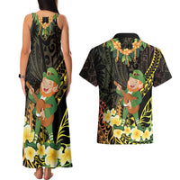 Hawaii Saint Patrick's Day Couples Matching Tank Maxi Dress and Hawaiian Shirt Ukulele Leprechaun Hau'Oli Maoli Oe! LT14 - Polynesian Pride