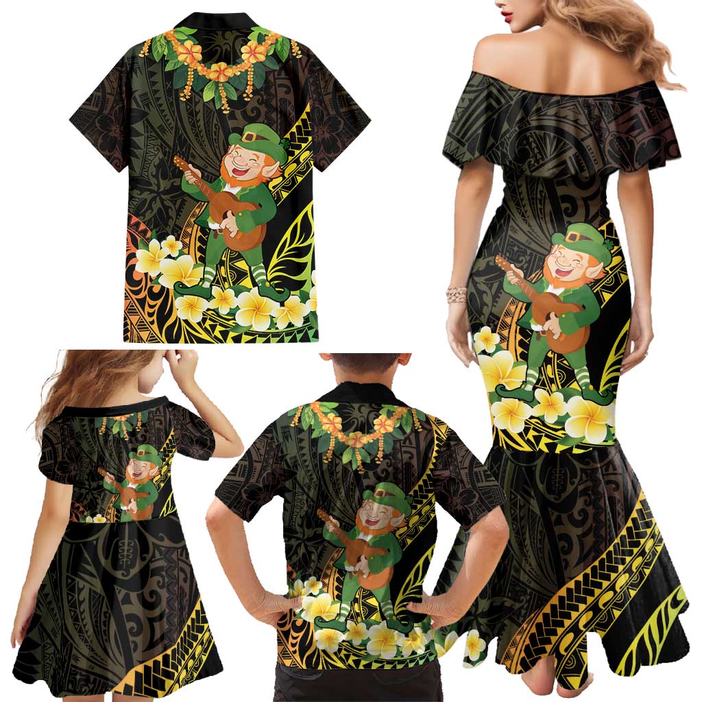 Hawaii Saint Patrick's Day Family Matching Mermaid Dress and Hawaiian Shirt Ukulele Leprechaun Hau'Oli Maoli Oe! LT14 - Polynesian Pride