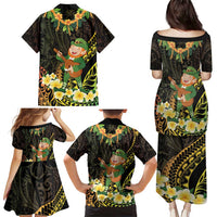 Hawaii Saint Patrick's Day Family Matching Puletasi and Hawaiian Shirt Ukulele Leprechaun Hau'Oli Maoli Oe! LT14 - Polynesian Pride