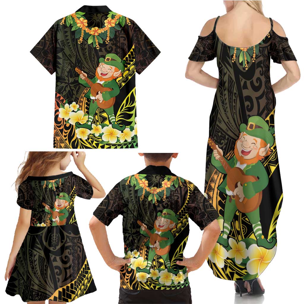 Hawaii Saint Patrick's Day Family Matching Summer Maxi Dress and Hawaiian Shirt Ukulele Leprechaun Hau'Oli Maoli Oe! LT14 - Polynesian Pride