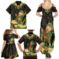 Hawaii Saint Patrick's Day Family Matching Summer Maxi Dress and Hawaiian Shirt Ukulele Leprechaun Hau'Oli Maoli Oe! LT14 - Polynesian Pride
