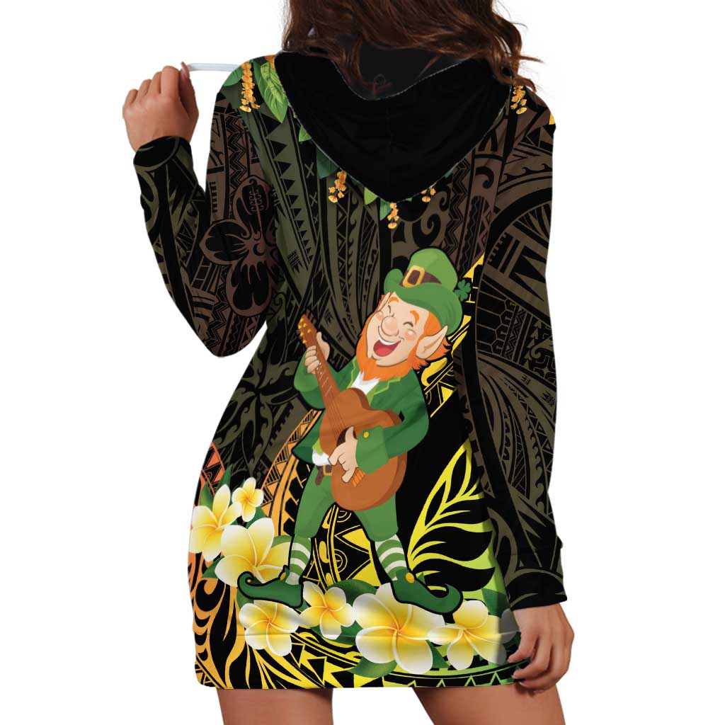 Hawaii Saint Patrick's Day Hoodie Dress Ukulele Leprechaun Hau'Oli Maoli Oe! LT14 - Polynesian Pride