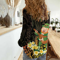 Hawaii Saint Patrick's Day Women Casual Shirt Ukulele Leprechaun Hau'Oli Maoli Oe! LT14 - Polynesian Pride