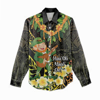 Hawaii Saint Patrick's Day Women Casual Shirt Ukulele Leprechaun Hau'Oli Maoli Oe! LT14 - Polynesian Pride