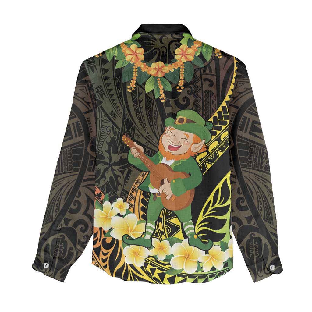 Hawaii Saint Patrick's Day Women Casual Shirt Ukulele Leprechaun Hau'Oli Maoli Oe! LT14 - Polynesian Pride