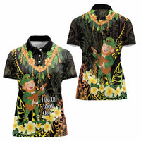 Hawaii Saint Patrick's Day Women Polo Shirt Ukulele Leprechaun Hau'Oli Maoli Oe! LT14 - Polynesian Pride