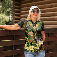 Hawaii Saint Patrick's Day Women Polo Shirt Ukulele Leprechaun Hau'Oli Maoli Oe! LT14 - Polynesian Pride