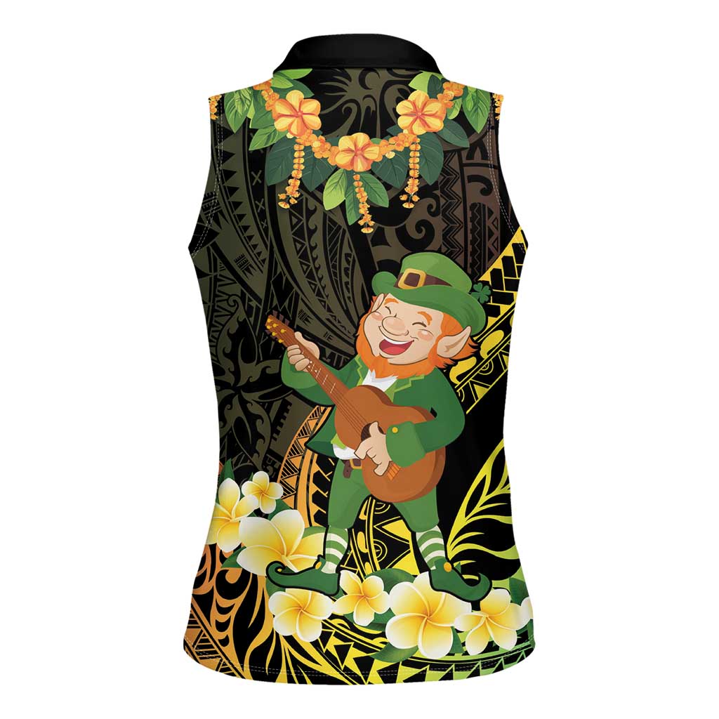 Hawaii Saint Patrick's Day Women Sleeveless Polo Shirt Ukulele Leprechaun Hau'Oli Maoli Oe! LT14 - Polynesian Pride