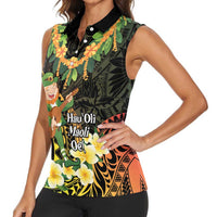 Hawaii Saint Patrick's Day Women Sleeveless Polo Shirt Ukulele Leprechaun Hau'Oli Maoli Oe! LT14 - Polynesian Pride