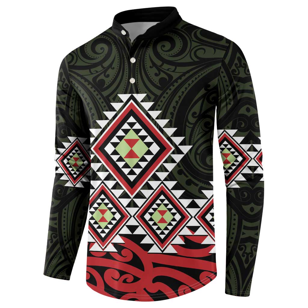 Kia Ora Aotearoa Button Sweatshirt 2025 Pasifika Maori Taniko Motifs LT14 - Polynesian Pride