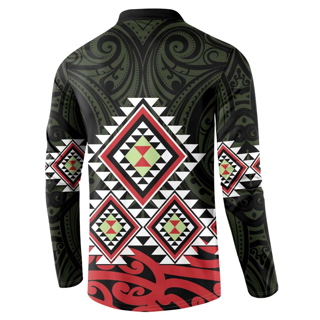 Kia Ora Aotearoa Button Sweatshirt 2025 Pasifika Maori Taniko Motifs LT14 - Polynesian Pride
