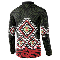 Kia Ora Aotearoa Button Sweatshirt 2025 Pasifika Maori Taniko Motifs LT14 - Polynesian Pride