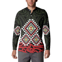 Kia Ora Aotearoa Button Sweatshirt 2025 Pasifika Maori Taniko Motifs LT14 - Polynesian Pride