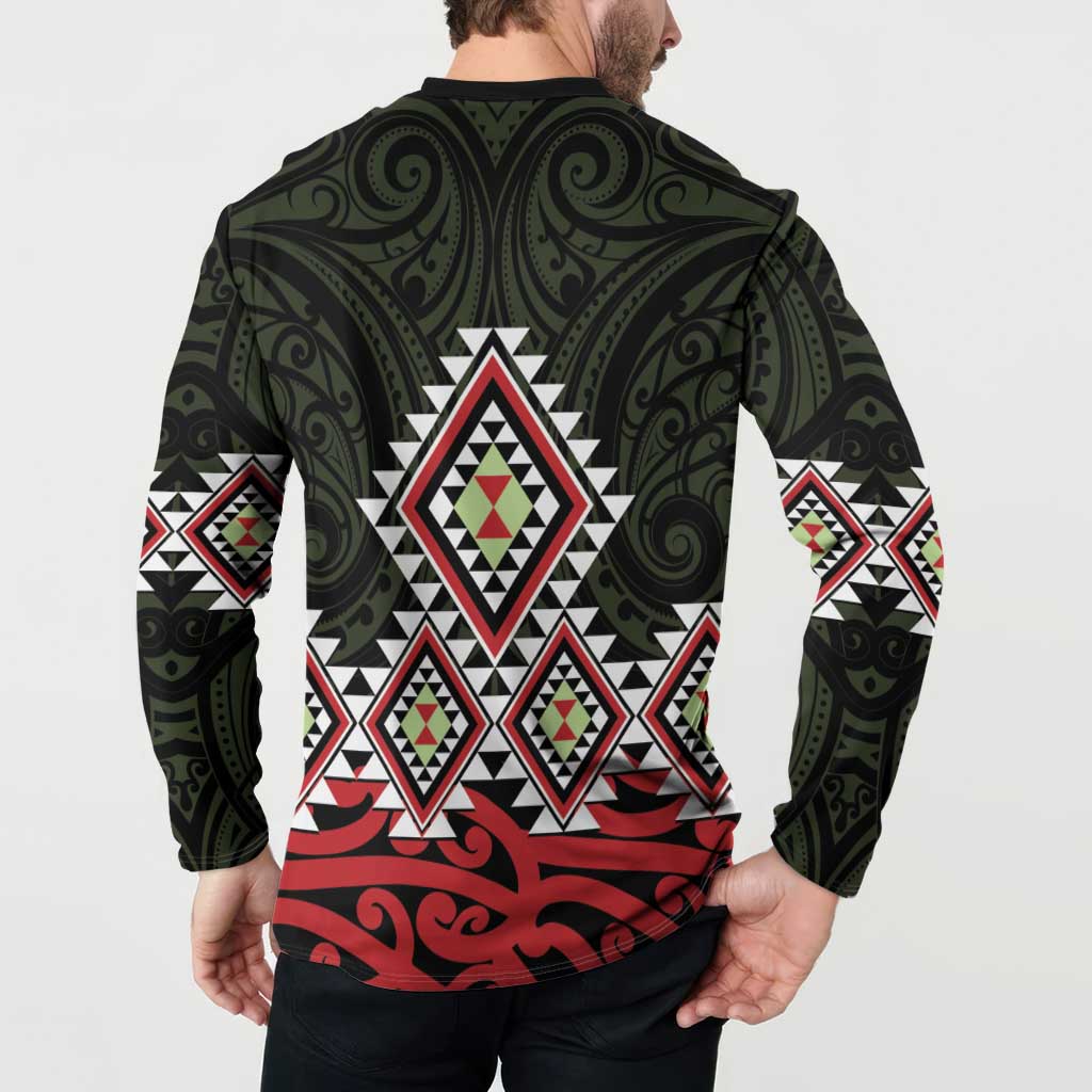 Kia Ora Aotearoa Button Sweatshirt 2025 Pasifika Maori Taniko Motifs LT14 - Polynesian Pride