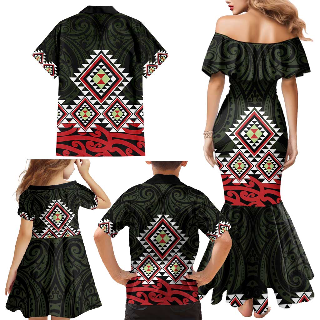 Kia Ora Aotearoa Family Matching Mermaid Dress and Hawaiian Shirt 2025 Pasifika Maori Taniko Motifs LT14 - Polynesian Pride