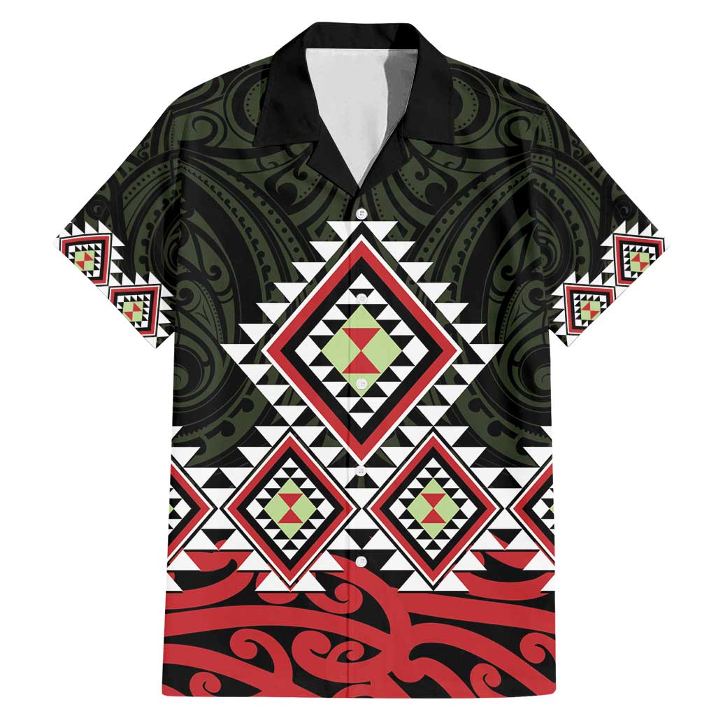 Kia Ora Aotearoa Family Matching Mermaid Dress and Hawaiian Shirt 2025 Pasifika Maori Taniko Motifs LT14 Dad's Shirt - Short Sleeve Black - Polynesian Pride