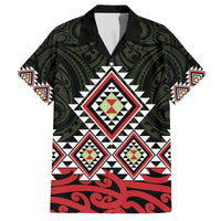 Kia Ora Aotearoa Family Matching Off The Shoulder Long Sleeve Dress and Hawaiian Shirt 2025 Pasifika Maori Taniko Motifs LT14 Dad's Shirt - Short Sleeve Black - Polynesian Pride