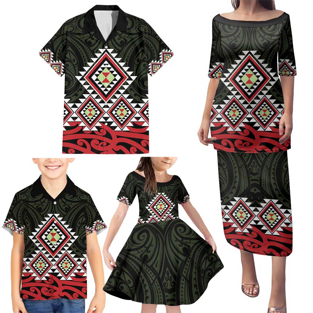Kia Ora Aotearoa Family Matching Puletasi and Hawaiian Shirt 2025 Pasifika Maori Taniko Motifs LT14 - Polynesian Pride