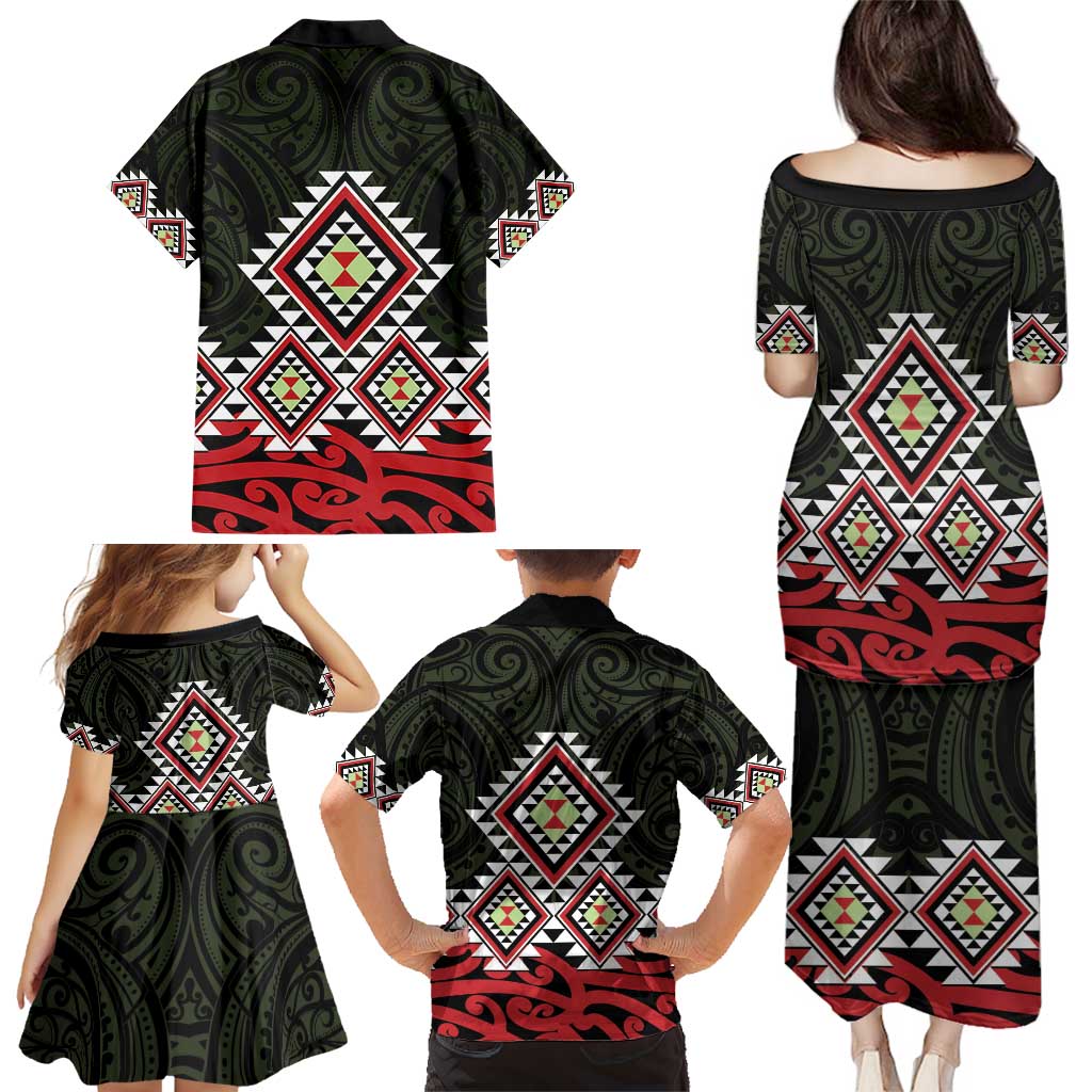 Kia Ora Aotearoa Family Matching Puletasi and Hawaiian Shirt 2025 Pasifika Maori Taniko Motifs LT14 - Polynesian Pride