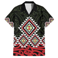 Kia Ora Aotearoa Family Matching Summer Maxi Dress and Hawaiian Shirt 2025 Pasifika Maori Taniko Motifs LT14 Dad's Shirt - Short Sleeve Black - Polynesian Pride