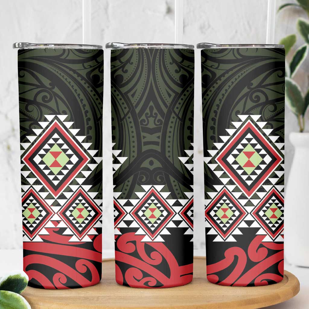 Kia Ora Aotearoa Skinny Tumbler 2025 Pasifika Maori Taniko Motifs LT14 - Polynesian Pride