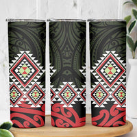 Kia Ora Aotearoa Skinny Tumbler 2025 Pasifika Maori Taniko Motifs LT14 - Polynesian Pride