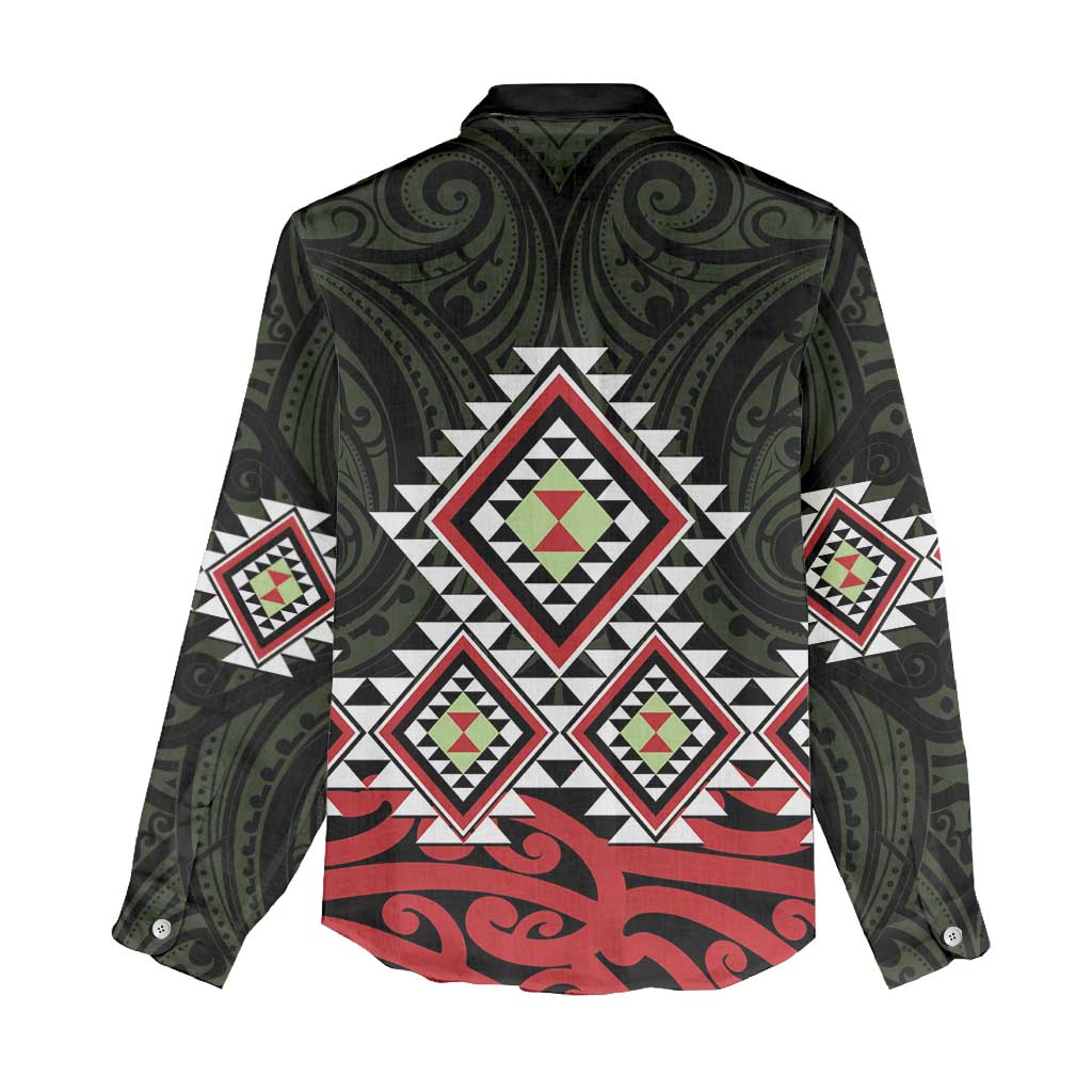 Kia Ora Aotearoa Women Casual Shirt 2025 Pasifika Maori Taniko Motifs LT14 - Polynesian Pride