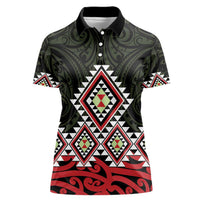 Kia Ora Aotearoa Women Polo Shirt 2025 Pasifika Maori Taniko Motifs LT14 Female Black - Polynesian Pride