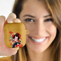 Japanese Geisha Koi Fish AirPods Case Cherry Blossoms Yellow Seigaiha Pattern - Polynesian Pride