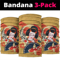 Japanese Geisha Koi Fish Neck Gaiter Cherry Blossoms Yellow Seigaiha Pattern - Polynesian Pride