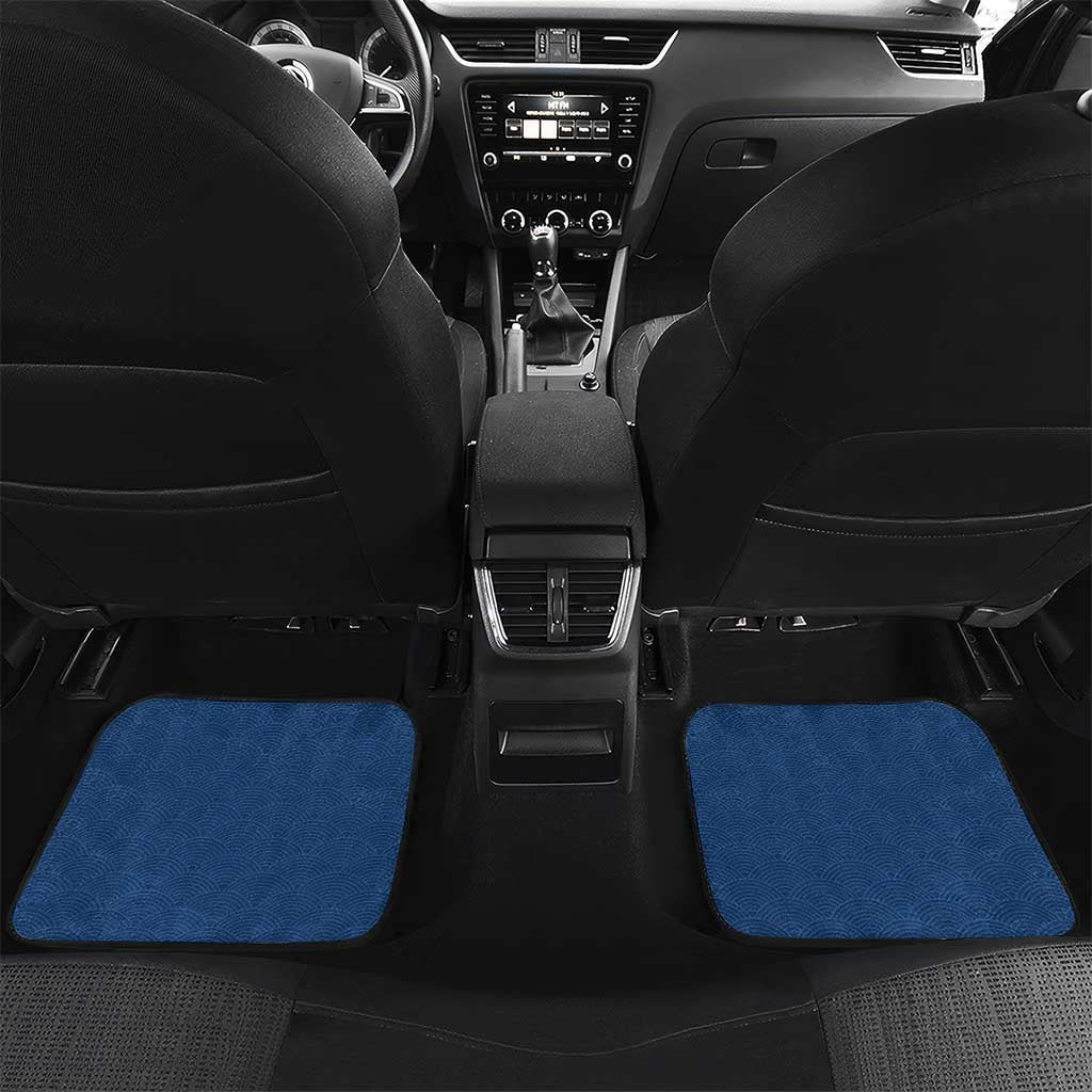 Japanese Geisha Koi Fish Car Mats Cherry Blossoms Blue Seigaiha Pattern - Polynesian Pride
