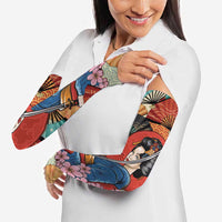 Japanese Geisha Katana Arm Sleeves Japan Sensu Seigaiha Pattern - Polynesian Pride