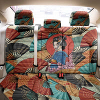 Japanese Geisha Katana Back Car Seat Cover Japan Sensu Seigaiha Pattern - Polynesian Pride