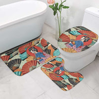 Japanese Geisha Katana Bathroom Set Japan Sensu Seigaiha Pattern - Polynesian Pride