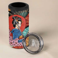 Japanese Geisha Katana 4 in 1 Can Cooler Tumbler Japan Sensu Seigaiha Pattern LT14 - Polynesian Pride
