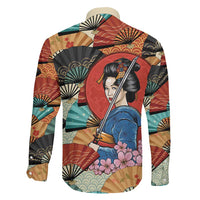 Japanese Geisha Katana Family Matching Off Shoulder Maxi Dress and Hawaiian Shirt Japan Sensu Seigaiha Pattern LT14 - Polynesian Pride