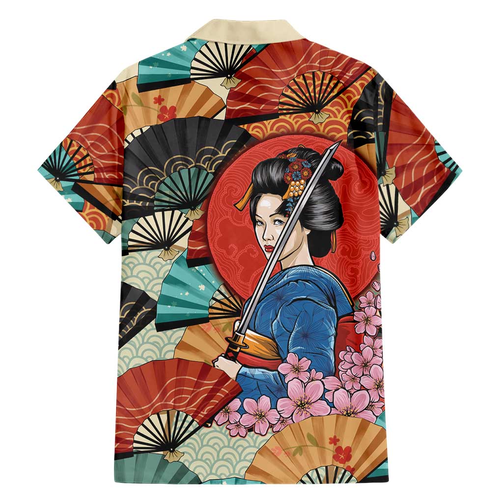 Japanese Geisha Katana Family Matching Tank Maxi Dress and Hawaiian Shirt Japan Sensu Seigaiha Pattern LT14 - Polynesian Pride