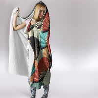 Japanese Geisha Katana Hooded Blanket Japan Sensu Seigaiha Pattern - Polynesian Pride