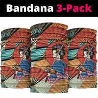 Japanese Geisha Katana Neck Gaiter Japan Sensu Seigaiha Pattern - Polynesian Pride