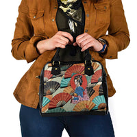 Japanese Geisha Katana Shoulder Handbag Japan Sensu Seigaiha Pattern - Polynesian Pride