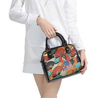 Japanese Geisha Katana Shoulder Handbag Japan Sensu Seigaiha Pattern - Polynesian Pride