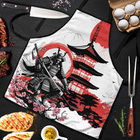 Japanese Samurai Warrior Enso Apron Japan Pagoda Sakura Watercolor - Polynesian Pride