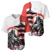 Japanese Samurai Warrior Enso Baseball Jersey Japan Pagoda Sakura Watercolor - Polynesian Pride