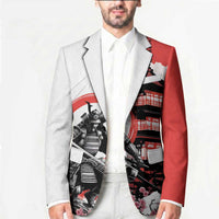 Japanese Samurai Warrior Enso Blazer Japan Pagoda Sakura Watercolor - Polynesian Pride